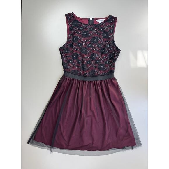VTG Y2K Womens Lace Tulle Dress 3 Burgundy Black Whimsigoth Mall Goth Fairycore - Picture 3 of 14